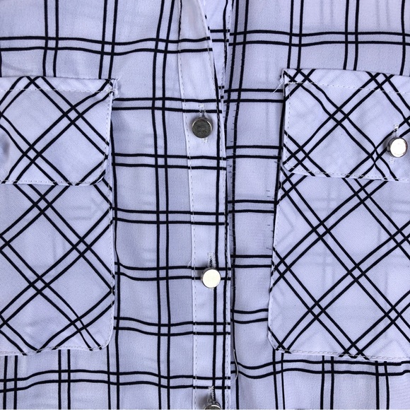 NWT Notations Button Down Blouse, White/Black Plaid, Sz XL - Picture 3 of 8